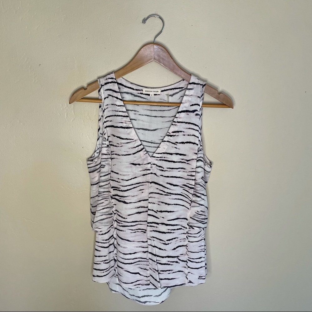 Rebecca Taylor V Neck Sleeveless Print Top